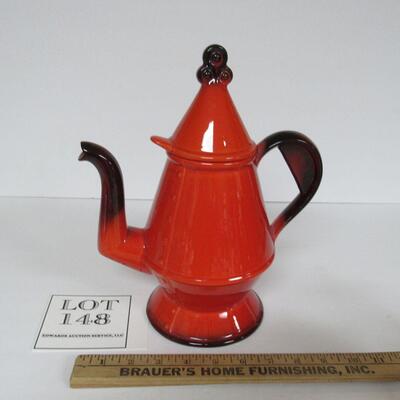 Medlox Poppytrail Red Rooster Pattern (Orange and Brown Coloring) Coffee Pot and Cover