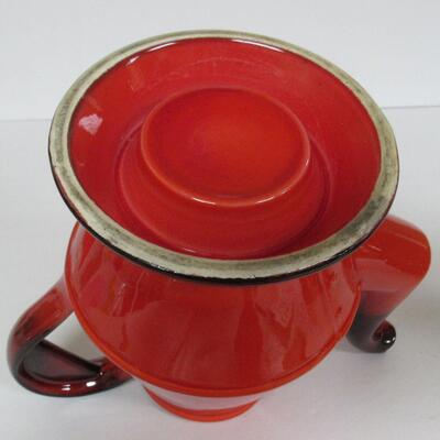 Medlox Poppytrail Red Rooster Pattern (Orange and Brown Coloring) Coffee Pot and Cover