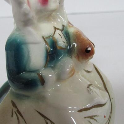 4 Older Lady Figurines Mixed Lot, Lefton Angel, Lady Mouse, More
