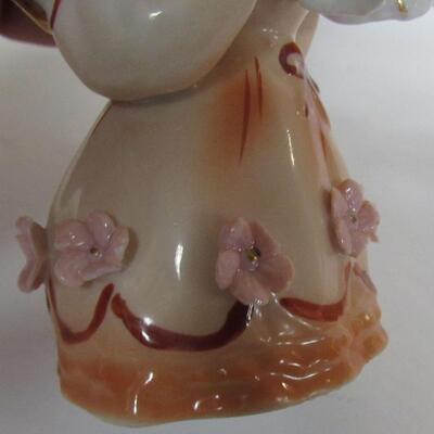 4 Older Lady Figurines Mixed Lot, Lefton Angel, Lady Mouse, More