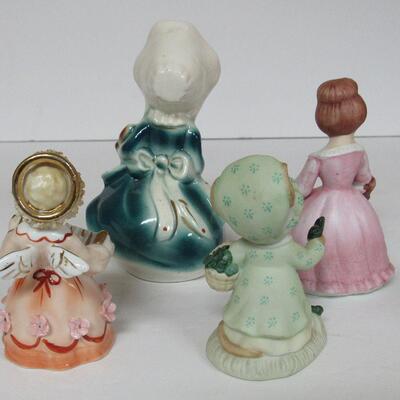 4 Older Lady Figurines Mixed Lot, Lefton Angel, Lady Mouse, More