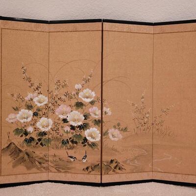 Lot 352: Painted Silk Screen with clips