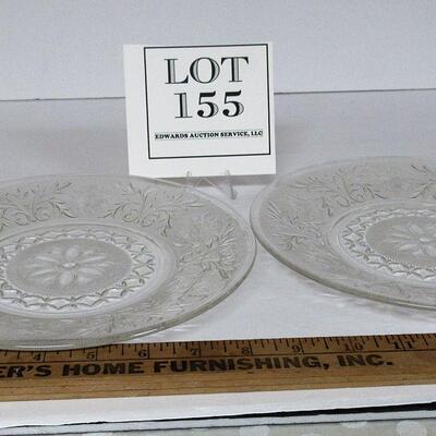 Two 9" Clear Anchor Hocking Sandwich Glass Plates