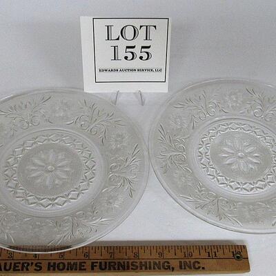 Two 9" Clear Anchor Hocking Sandwich Glass Plates