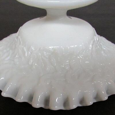 Westmoreland Milk Glass Compote Bramble Pattern