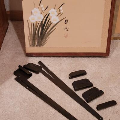 Lot 357: 4 Panel Screen Depicting Hibiscus and Bird by HOGETSU NAKANISHI with Original Paperwork & screen Clips