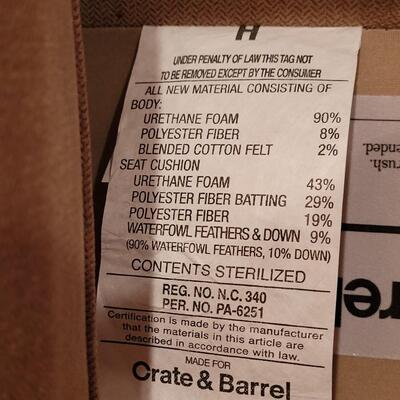 Lot 363: Crate & Barrel Couch (2 pieces)