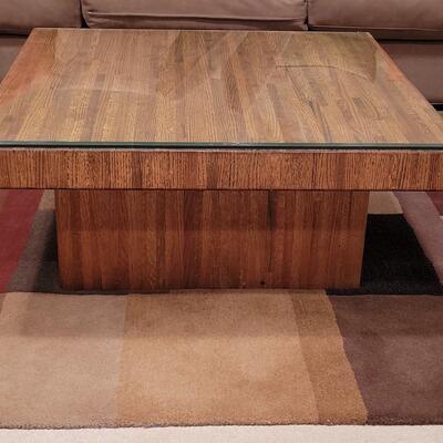 Lot 364: Mid Century Beveled Edge Glass Top Coffee (Hollow base)
