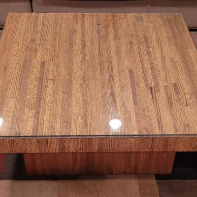Lot 364: Mid Century Beveled Edge Glass Top Coffee (Hollow base)