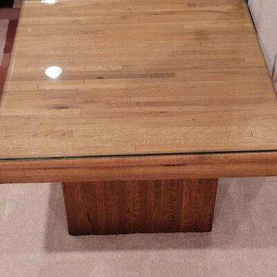 Lot 365: Mid Century Modern Beveled Glass Top Table (Hollow base)