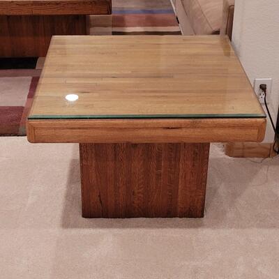 Lot 365: Mid Century Modern Beveled Glass Top Table (Hollow base)