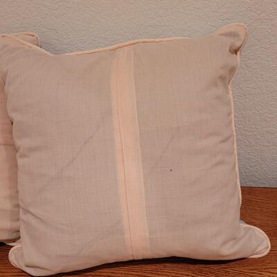Lot 367: (2) Hawaiian Quilted Blue & Pink Back Pillows (have some discoloration)