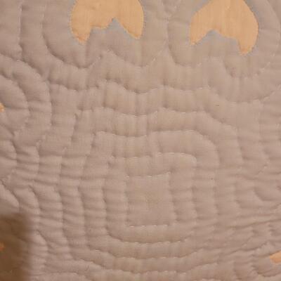 Lot 368: Hawaiian Quilted Pink & Blue Back Pillows (have some discoloration)