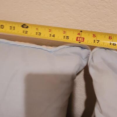 Lot 368: Hawaiian Quilted Pink & Blue Back Pillows (have some discoloration)