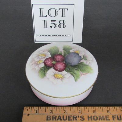 Vintage Dresser Box, Lined, Floral Cover Signed Liz Behrendt.  Read description.