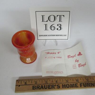 Boyd Art Glass Hoppy Toothpick Holder Limited Ed #456/1000 Orange Slag