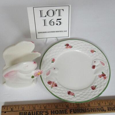 Older Avon Rabbit Napkin Holder and Snack Plate