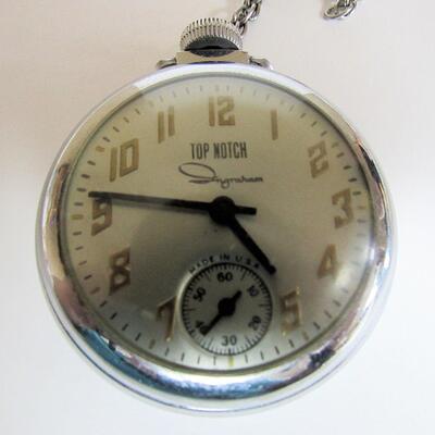 Vintage 1940-50s Ingraham Top Notch Pocket Watch, Ticks and Keeps Time When Upright, Stops When Laying Down