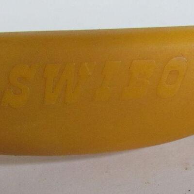 Vintage Swibo Yellow Plastic Handled Fillet Knife with Fancy Sheath