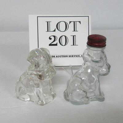 2 Glass Dogs, Candy Container and Shaker