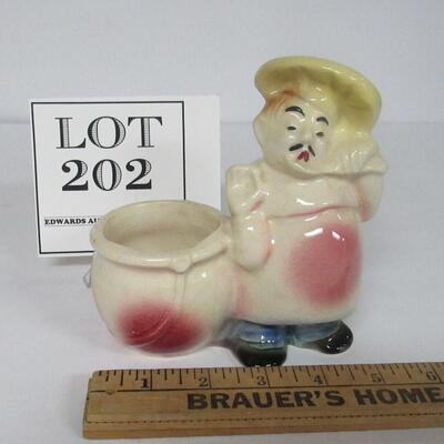 Cute Vintage Chef Planter Pottery, Unsigned