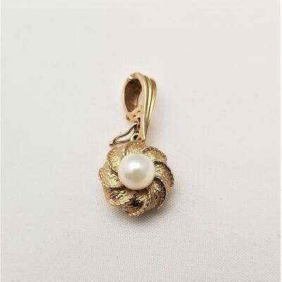 Lot #55  14kt Gold Enhancer with Cultured Pearl
