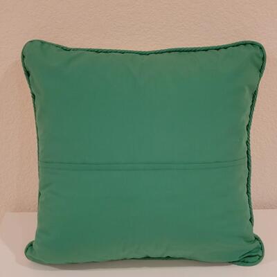 Lot 369: Hawaiian Green & White Quilted Pillow