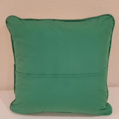 Lot 370: Hawaiian Green & White Quilted Pillow