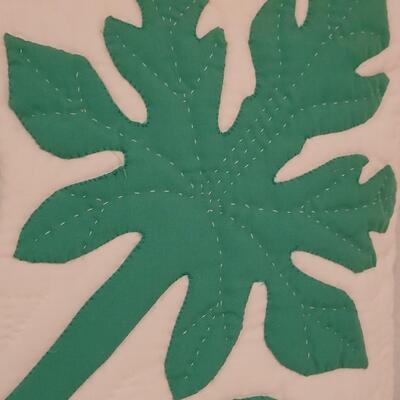 Lot 370: Hawaiian Green & White Quilted Pillow