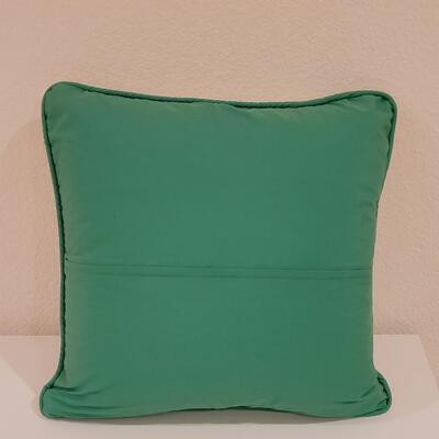 Lot 372: Hawaiian Green and White Quilted Pillow 