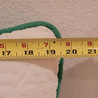 Lot 372: Hawaiian Green and White Quilted Pillow 