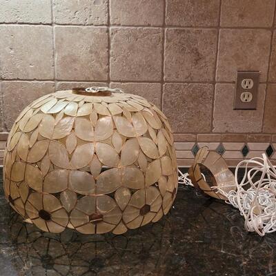 Lot 380: Shell Lamp Shade in Wood Box