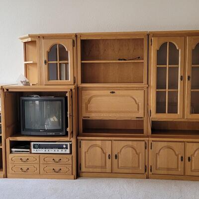 Lot 399:  2 piece Oak Shelf Cabinet 