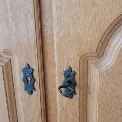 Lot 399:  2 piece Oak Shelf Cabinet 