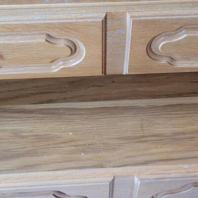 Lot 401:  2 piece Oak Shelf Cabinet 