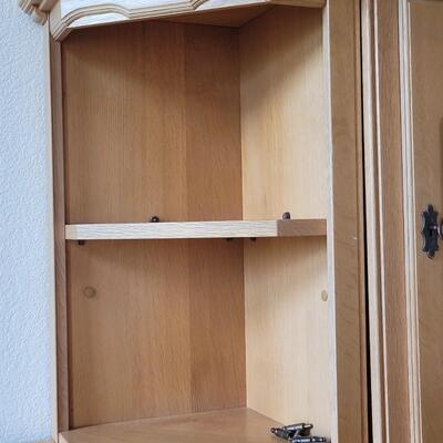Lot 401:  2 piece Oak Shelf Cabinet 