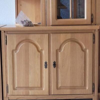 Lot 401:  2 piece Oak Shelf Cabinet 
