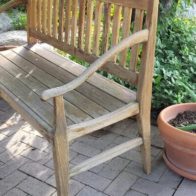 Lot 405: Wood Bench (with Meredith Plaque)