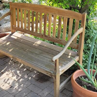 Lot 405: Wood Bench (with Meredith Plaque)