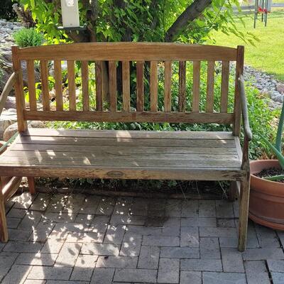 Lot 405: Wood Bench (with Meredith Plaque)