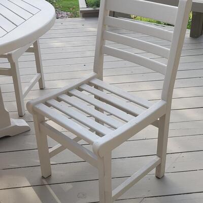 Lot 408: Painted Wood Patio Table and 4 Chairs
