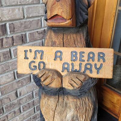 Lot 409: Large Welcome/I'm a Bear Go Away Bear Sculpture 