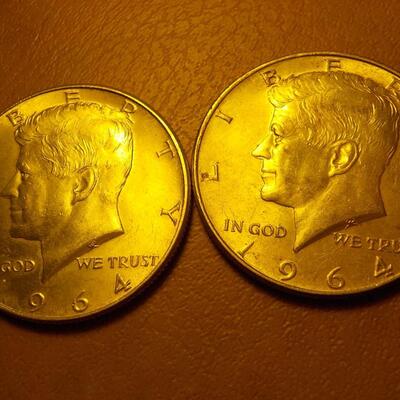 2- Kennedy 1954 silver coins.