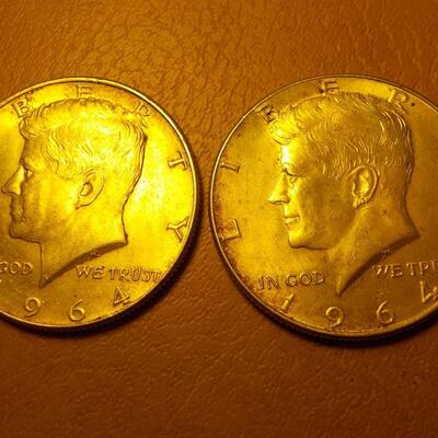 2- Kennedy 1954 silver coins.