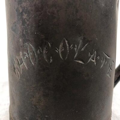 Vintage Antique Tarnished Metal Chocolate Pot 