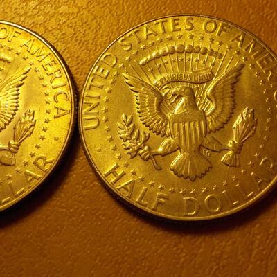 2- 1967 silver Kennedy half dollar.