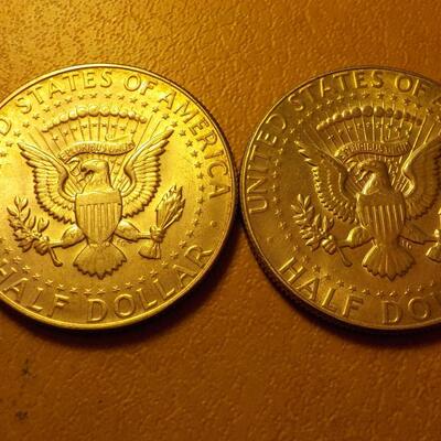 2- 1967 silver Kennedy half dollar.