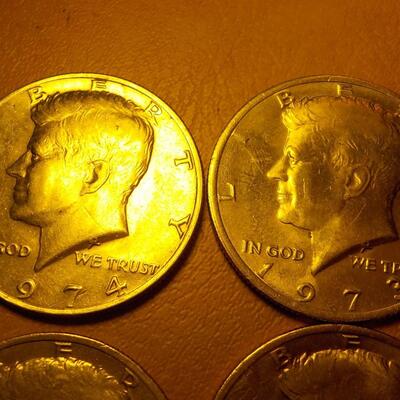 6- Kennedy half dollars 1973,74,79,72.
