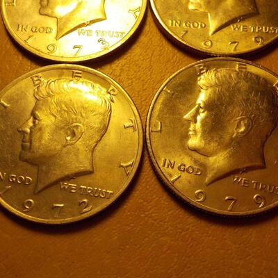 6- Kennedy half dollars 1973,74,79,72.