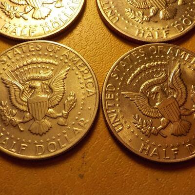 6- Kennedy half dollars 1973,74,79,72.